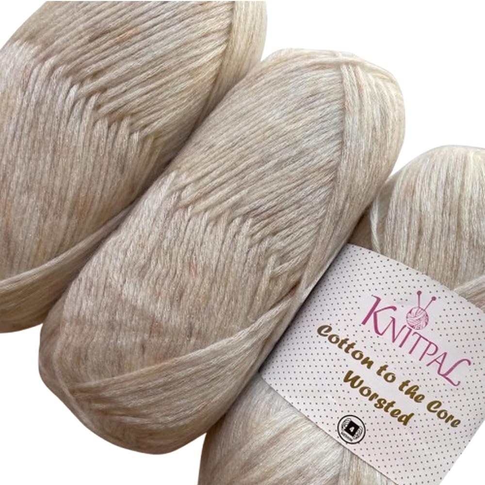 Cotton to The Core Pearl White Worsted Weight Yarn for Beginners - 654 Yds/300G, Free Patterns, Soft Cotton Crochet Yarn