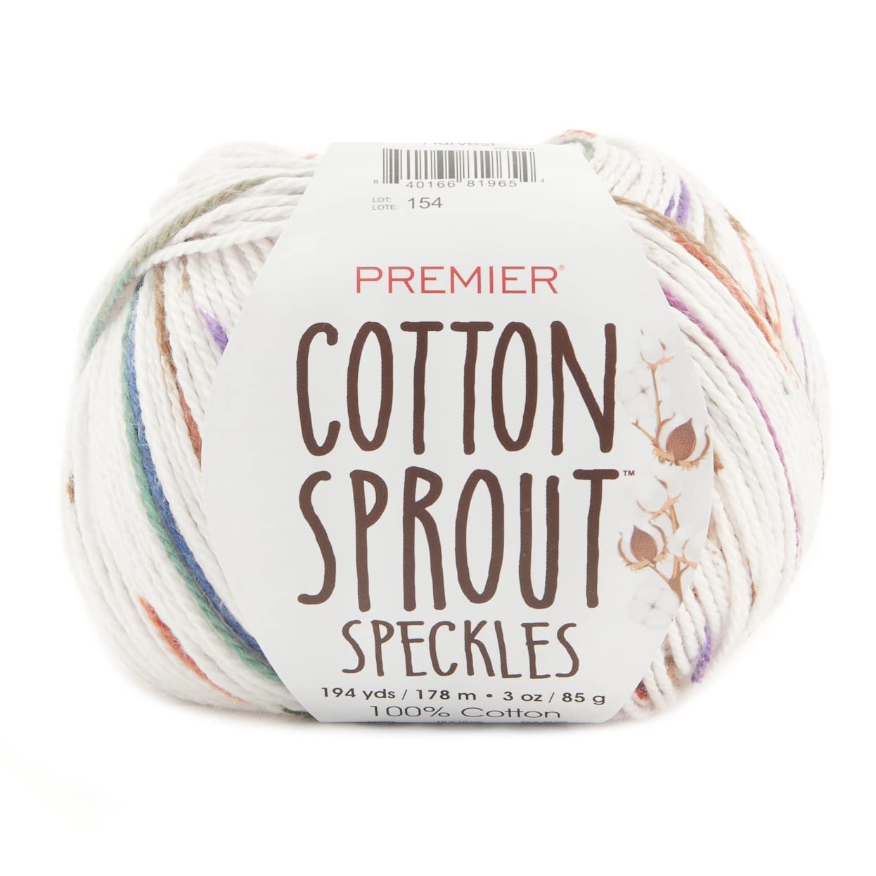 Premier Yarns Cotton Sprout Speckles Natural Machine-Washable DK Yarn for Crocheting and Knitting Color Harvest