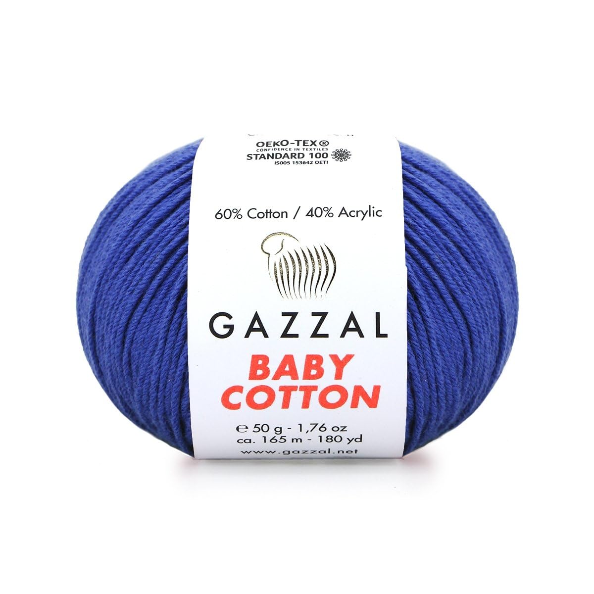 Gazzal Baby Cotton Knitting Yarn (1.76 Oz/50g, 180 Yards/165m), DK Worsted, Suitable for Amigurumi and Baby Projects