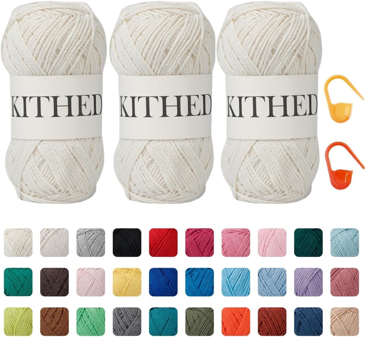 Cotton Chainette Yarn for Beginners 3 Pack 10oz 4 Medium (Worsted) (01 Milk White)
| Thicker Yarn for Crocheting and Kn