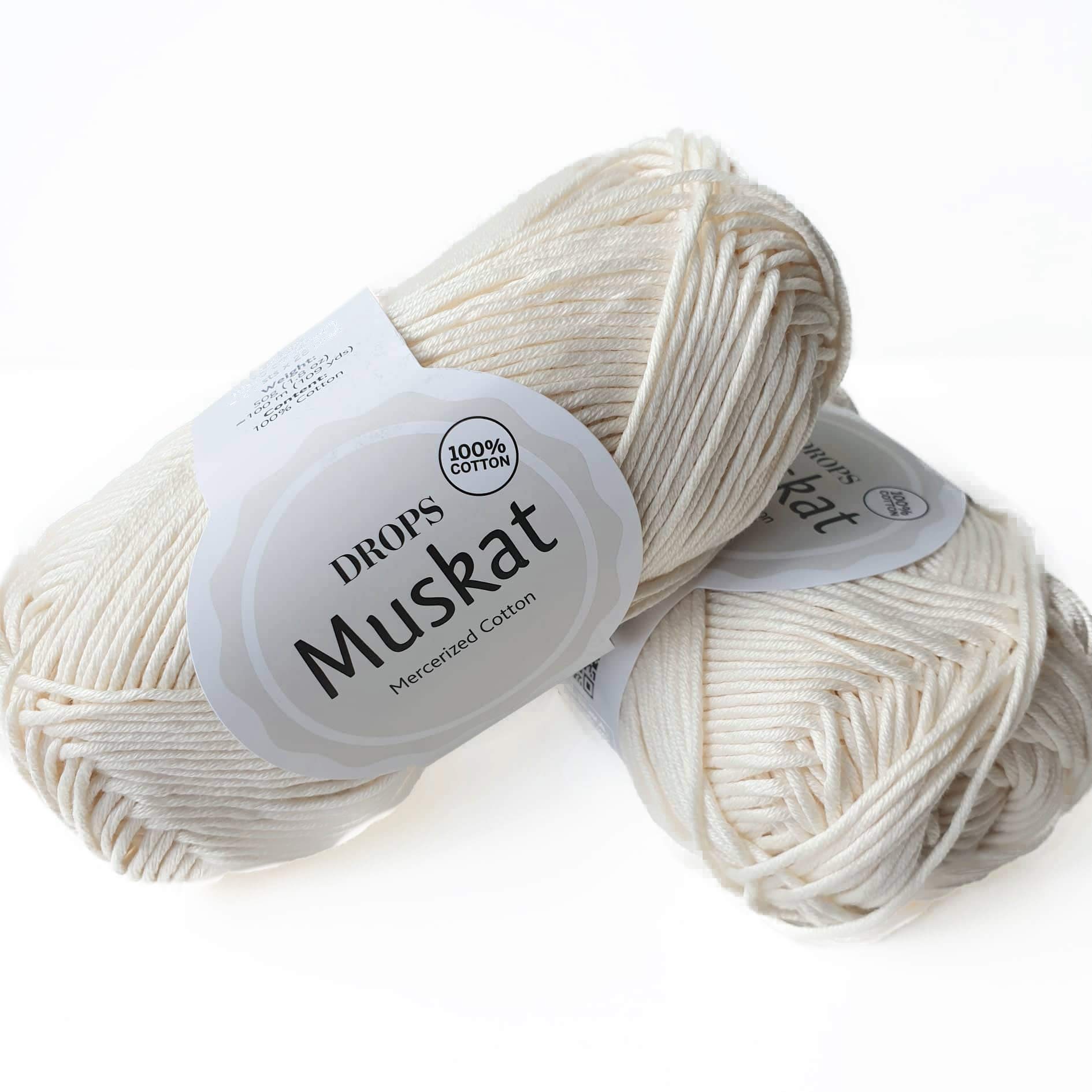 Drops Muskat 100% Cotton Yarn 3 or Light DK Worsted Weight for Knitting and Crocheting, 1.8 oz 109 Yards per Ball (08 Of